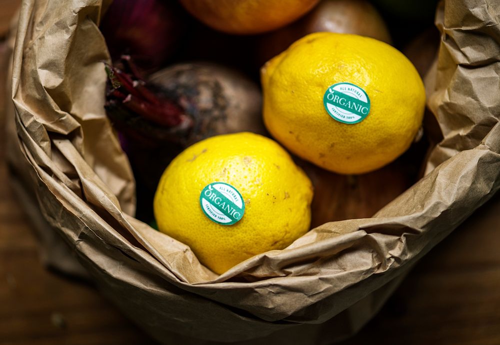 Closeup of fresh organic lemons