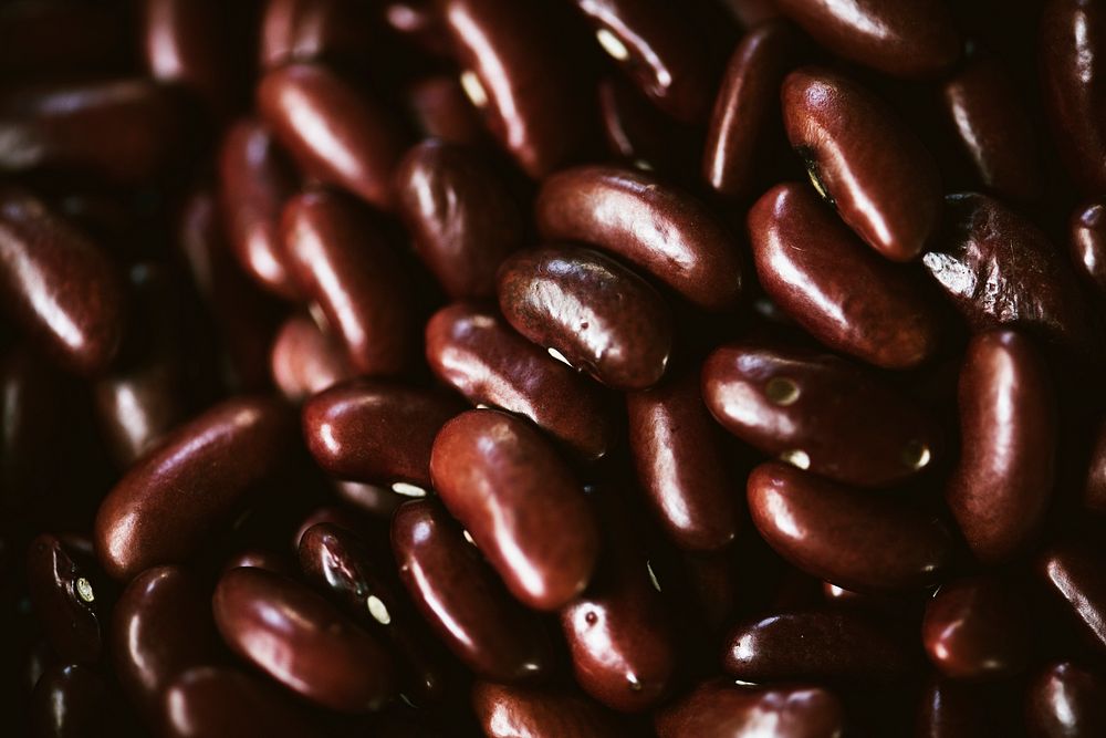 Closeup of red kidney bean seeds product