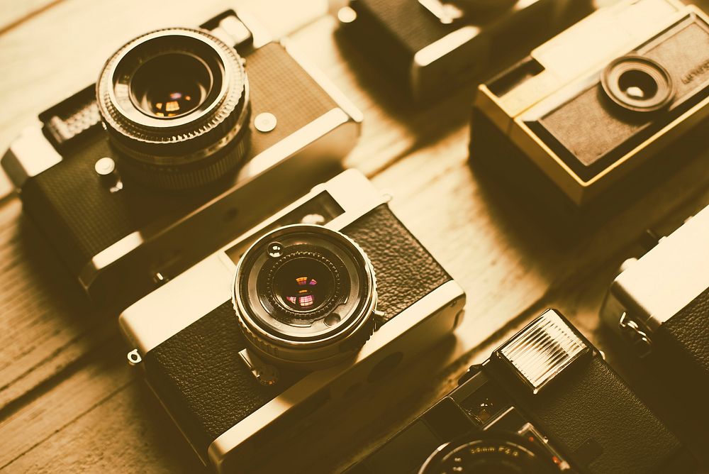 Group of vintage film cameras