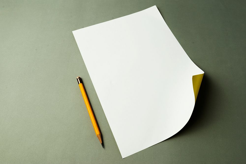 Closeup of paper and pencil stationery