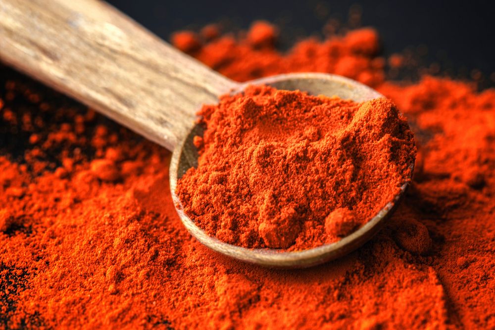 Macro shot of paprika chili powder