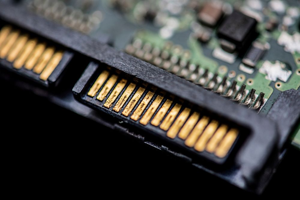 Closeup of electronics circuit board