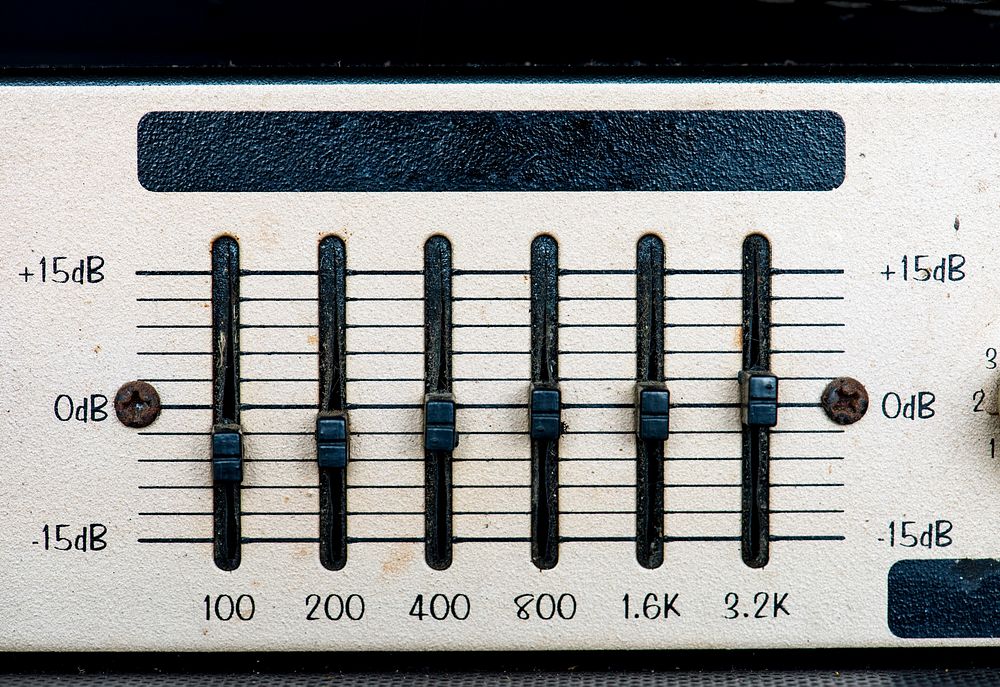 Closeup of antique vintage stereo system macro