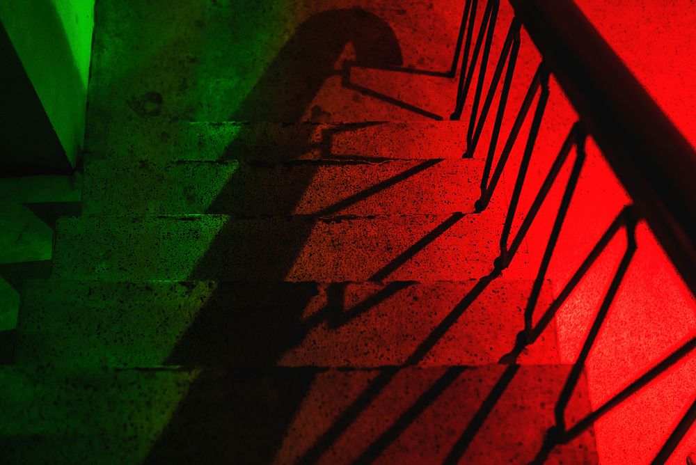 Stair steps with red light