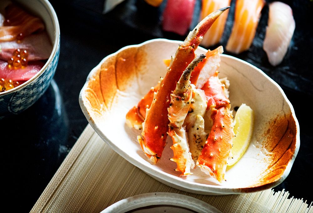 King crab legs traditional japanese dish 