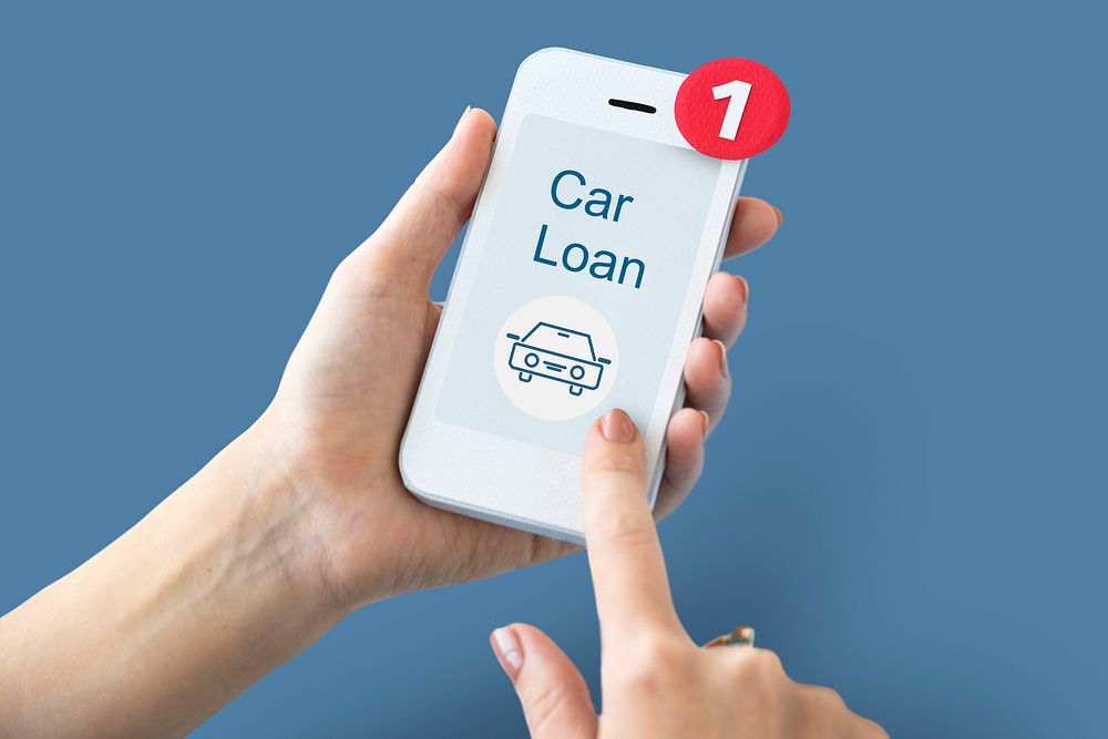 Car loan on mobile phone screen
