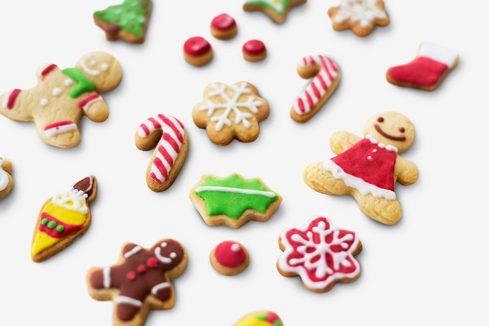 A variety of Christmas themed cookies