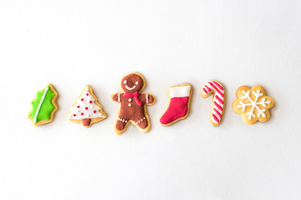 A variety of Christmas themed cookies