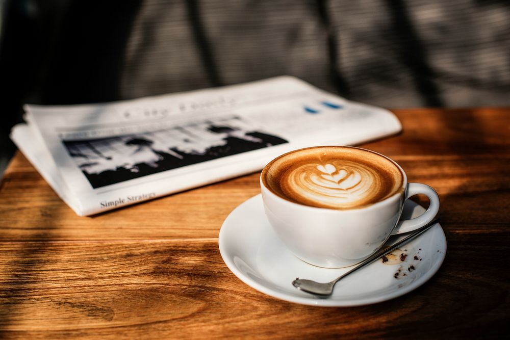 Coffee Shop Cafe Latte Cappuccino Newspaper Concept