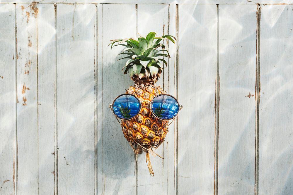 Pineapple Wearing Sunglasses Beach Summer Concept