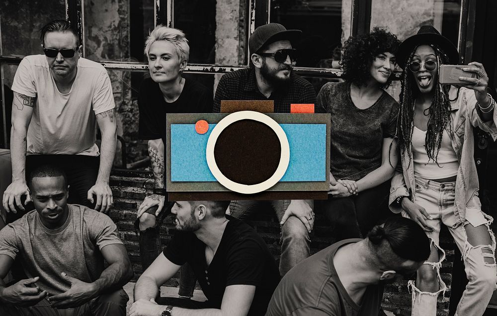 Group of people with camera icon lifestyle hobby