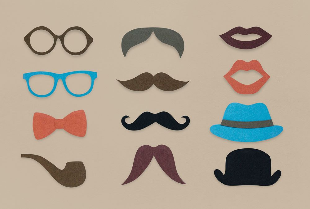 Men hipster icon collection set graphic