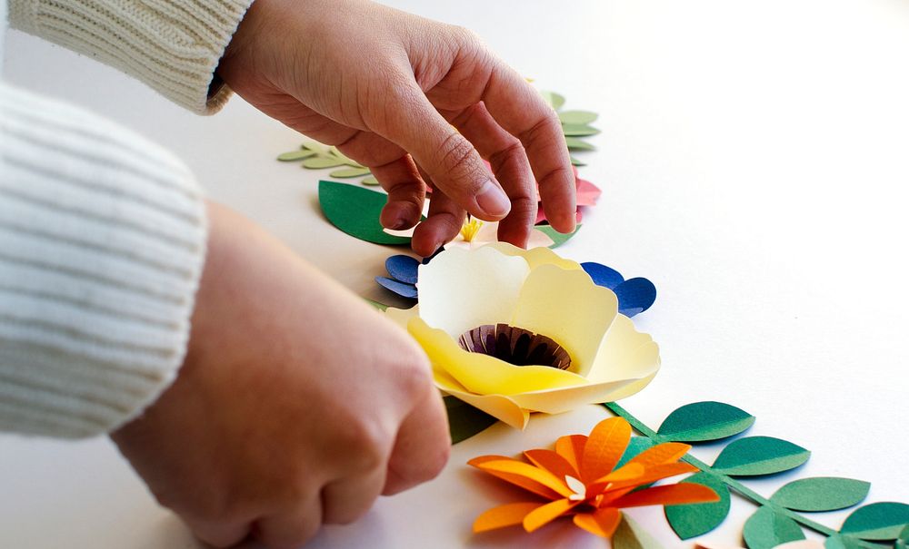 Flowers Handmade Papercraft Art Holding Hand