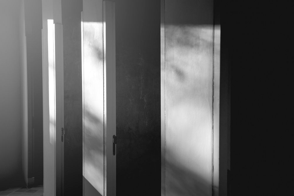 Greyscale of restrooms stall abstract background