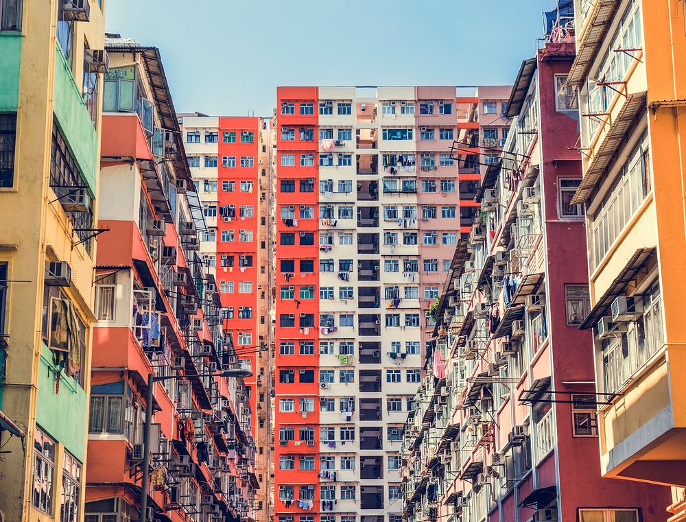 Hong Kong Crowded Colourful Building