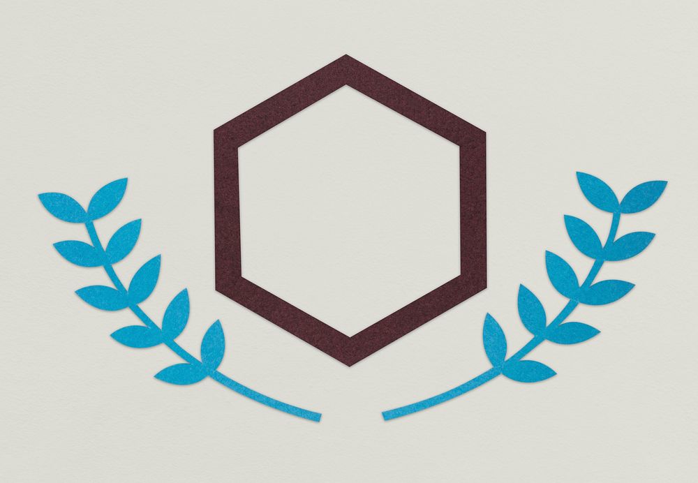 Hexagon Branch Leaf Icon Sign