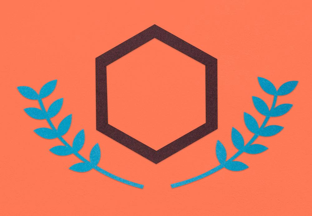 Hexagon Branch Leaf Icon Sign