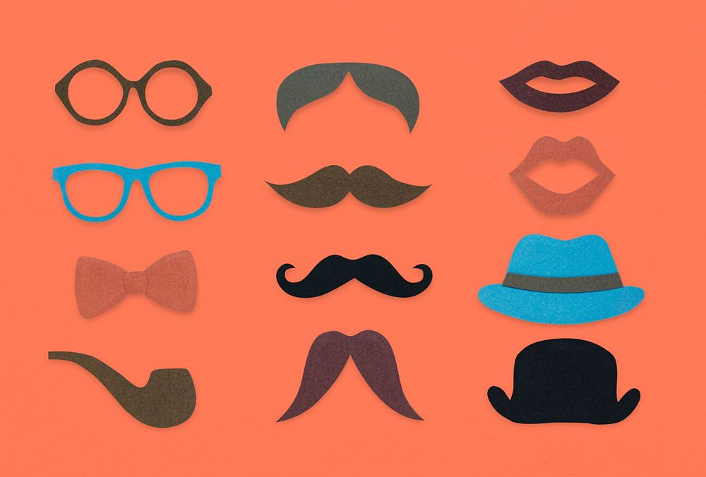 Glasses Pipe Moustache Hat Lipstick Marks Hipster Mix