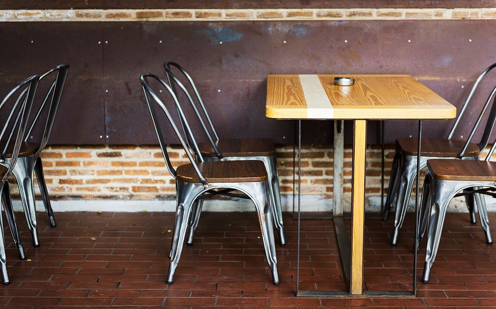 Rustic restaurant furniture in restaurant