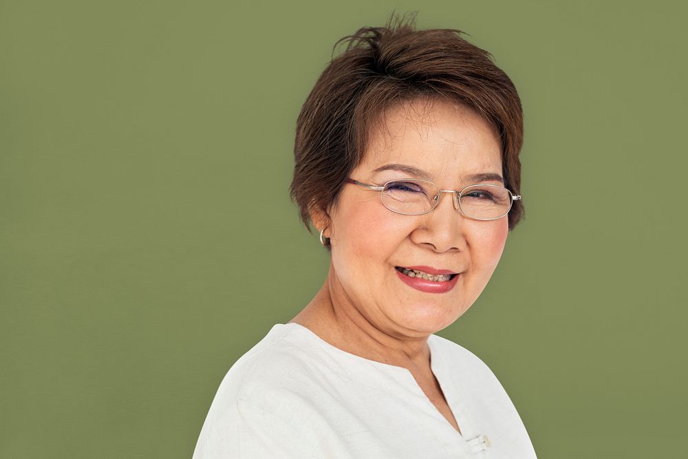 Senior Asian Woman Casual Studio Portrait Concept