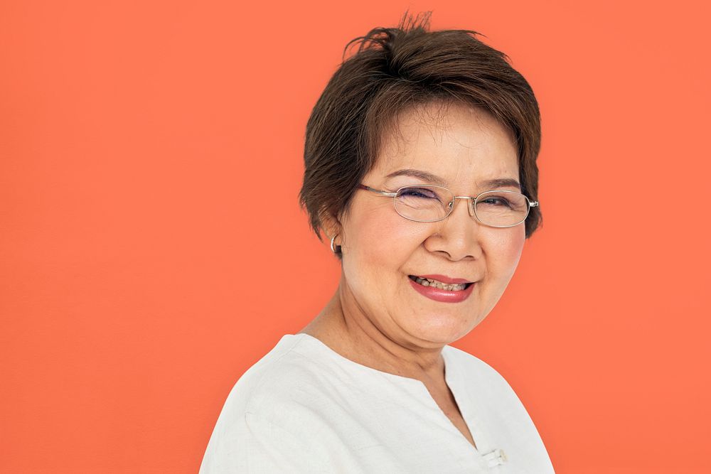 Senior Asian Woman Casual Studio Portrait Concept