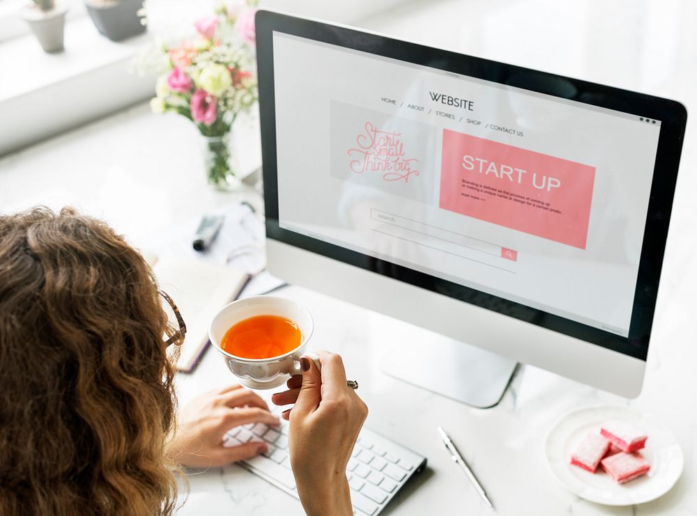 Woman looking at startup on the computer
