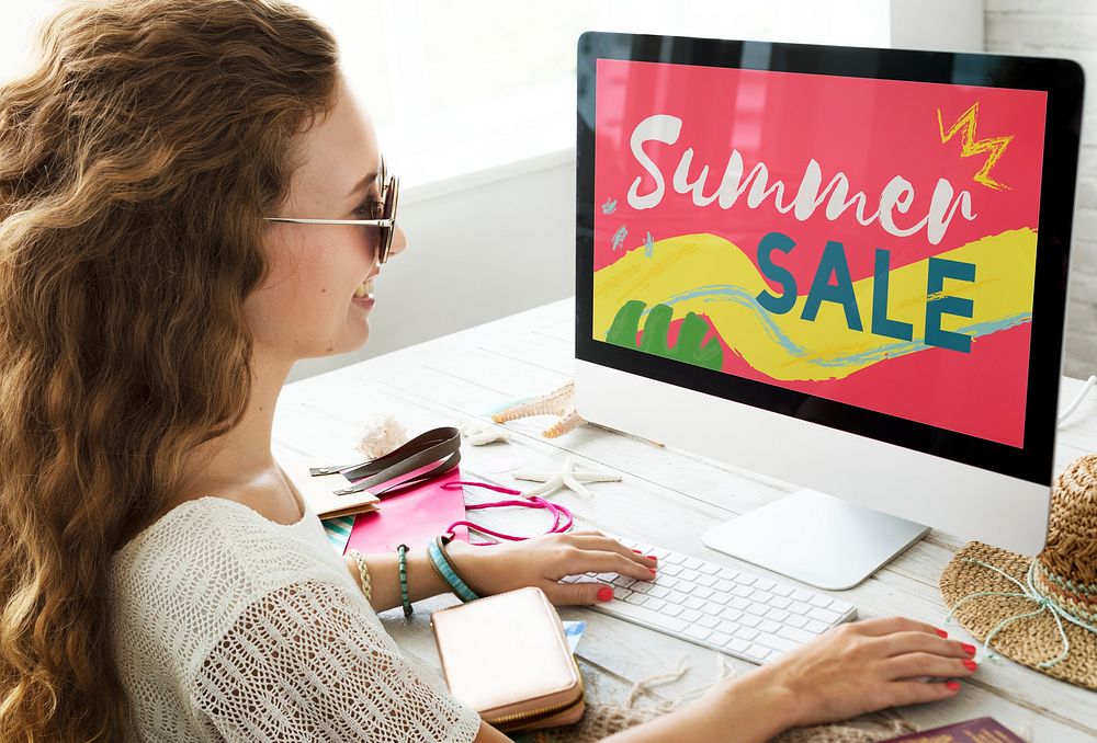 Summer sale advertisement on computer screen