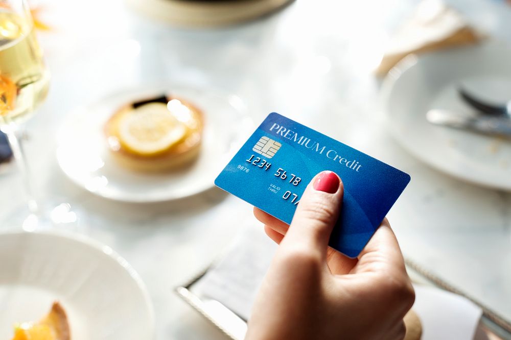 Closeup of hand holding credit card