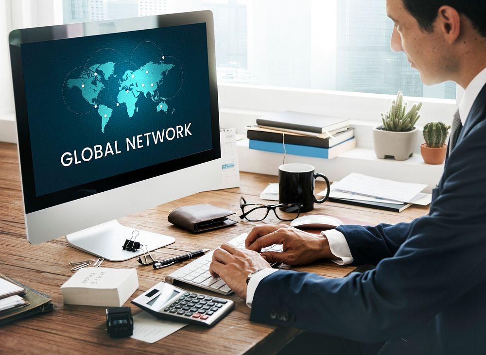 Global network communication technology graphic