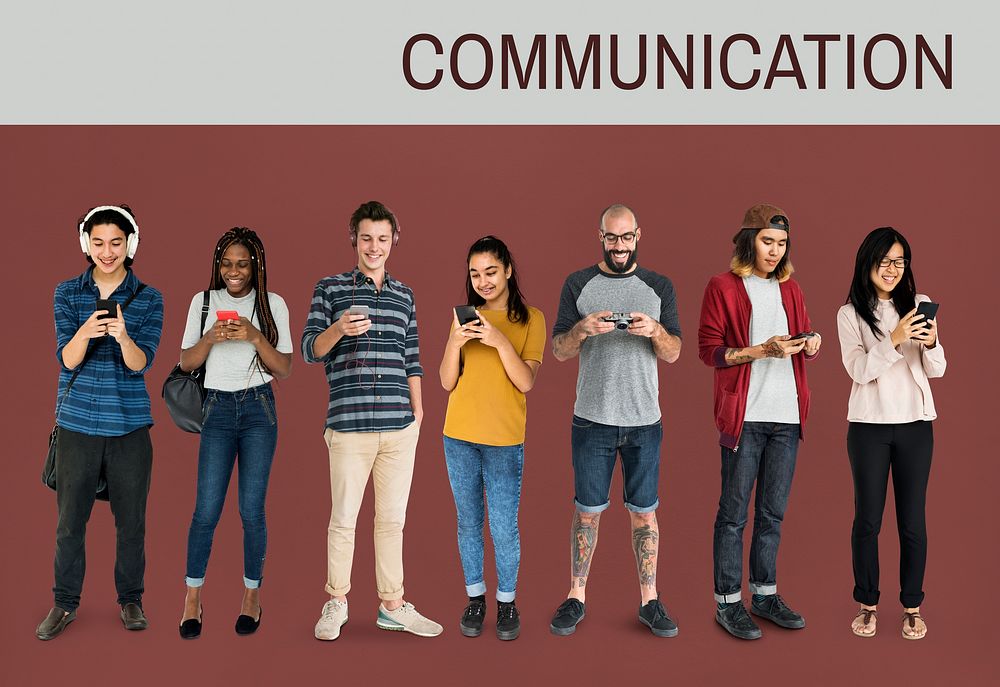 Diverse of People Using Phone Devices Communication Studio Isolated