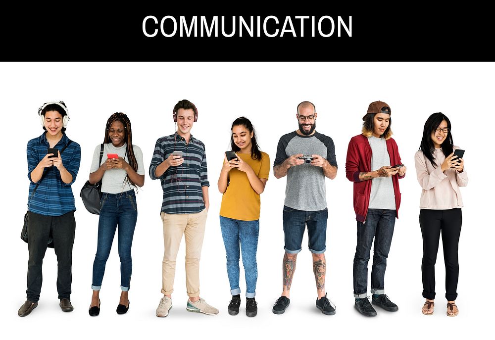 Diverse of People Using Digital Devices Communication Studio Isolated