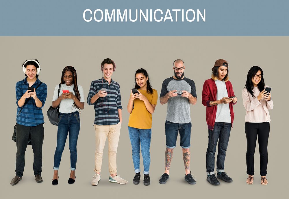 Diverse of People Using Phone Devices Communication Studio Isolated