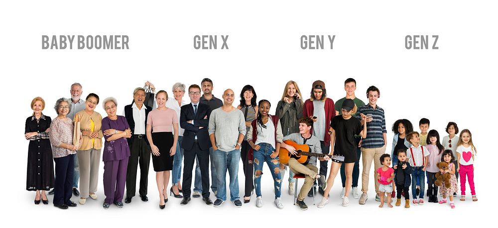 Diversity Generations People Set Together Studio Isolated