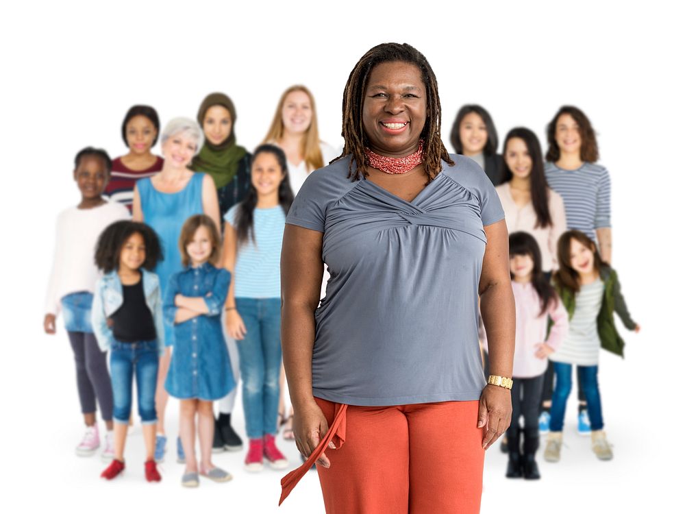 Various of diversity women generation group standing with smiling on background