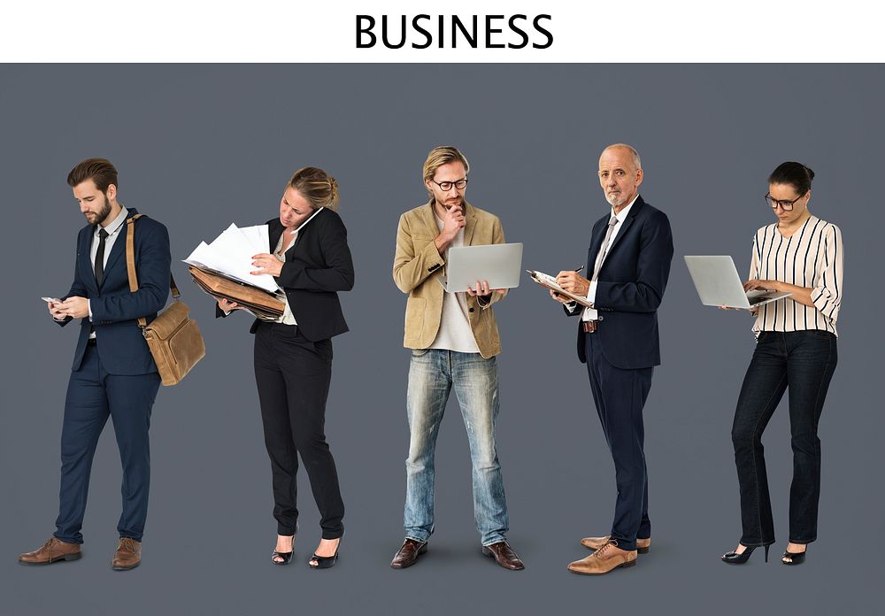 Diverse of Business People Using Digital Devices Communication Studio Isolated