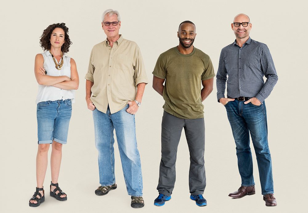 Group of Diversity Adult People Together Set Studio Isolated