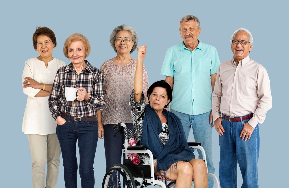 Group of Diverse Senior Adult People Set Studio Isolated