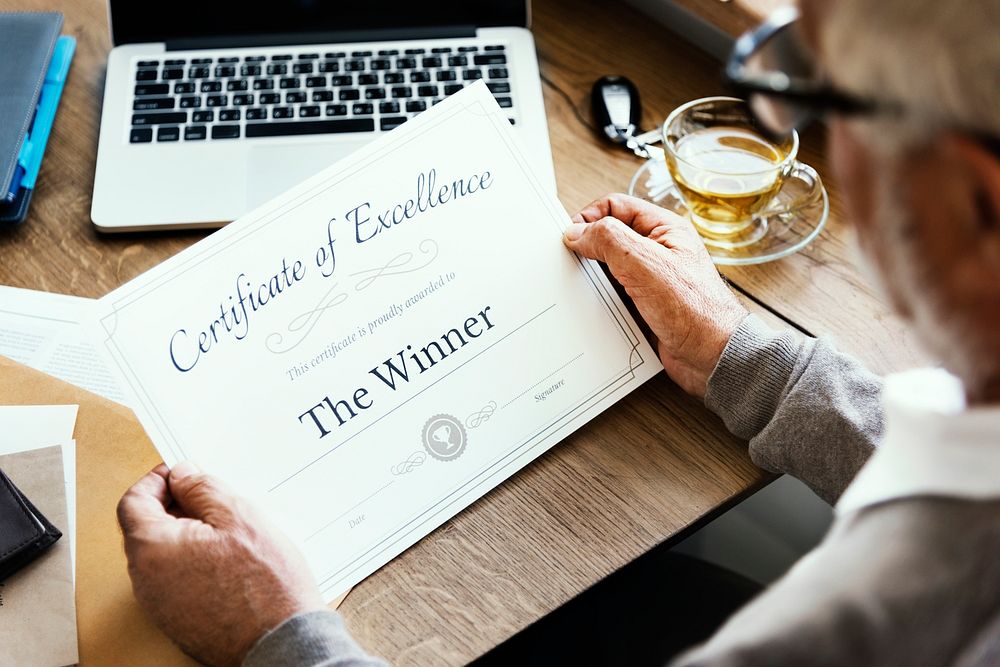 Award Certificate Prize Document Success Concept
