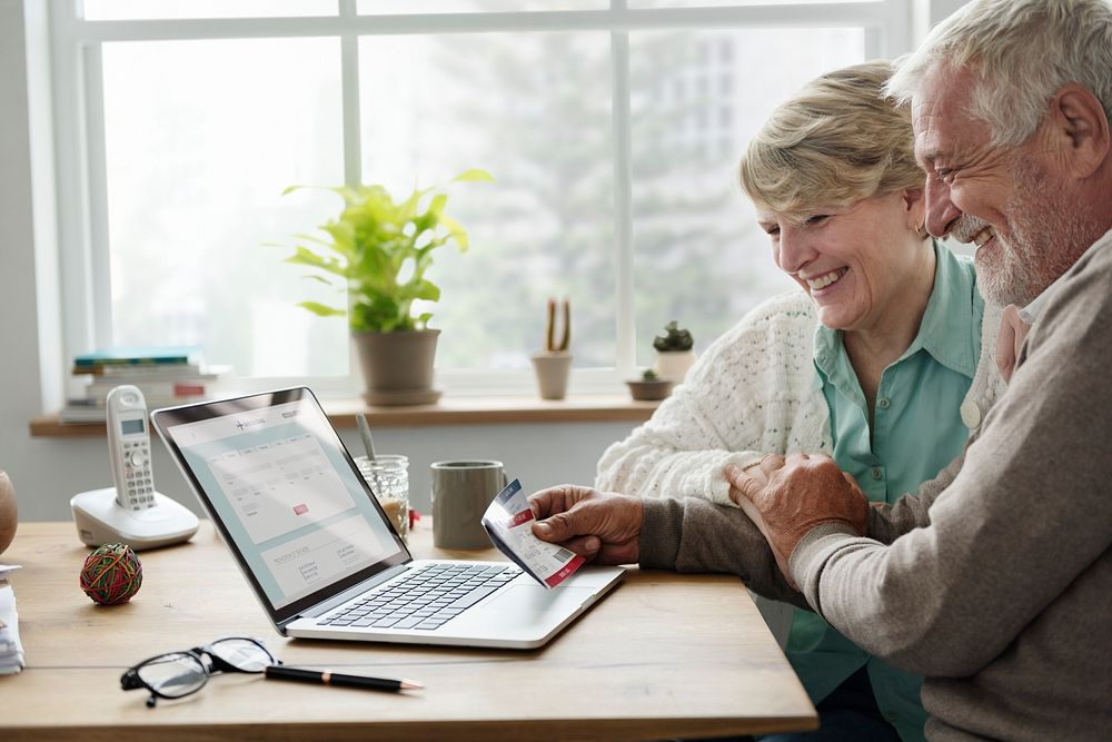 Senior Adult Tablet Insurance Plan Concept