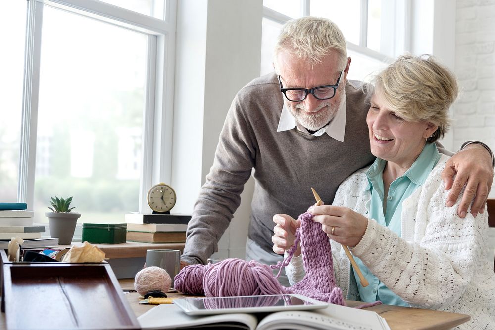 Senior Adult Knitting Leisure Female Concept