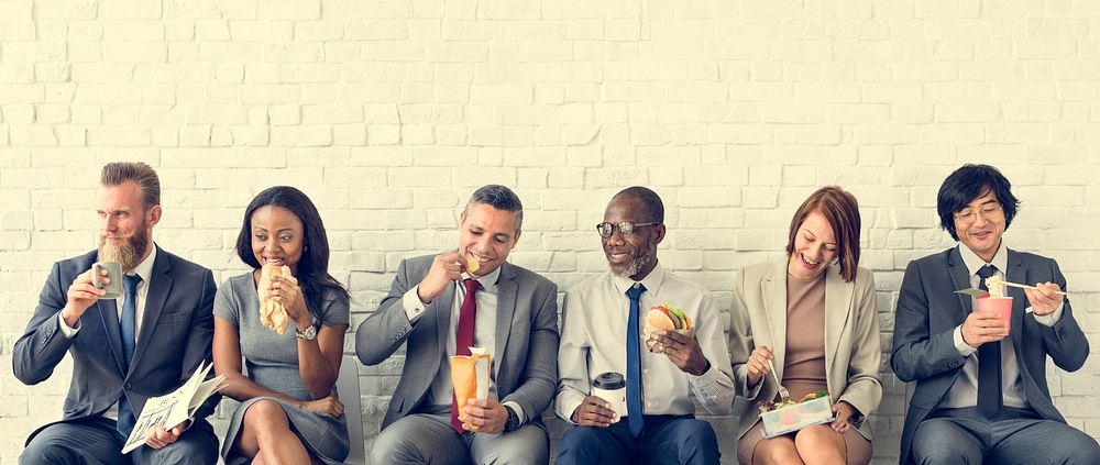 Business Team Working Break Eating Lunch Concept