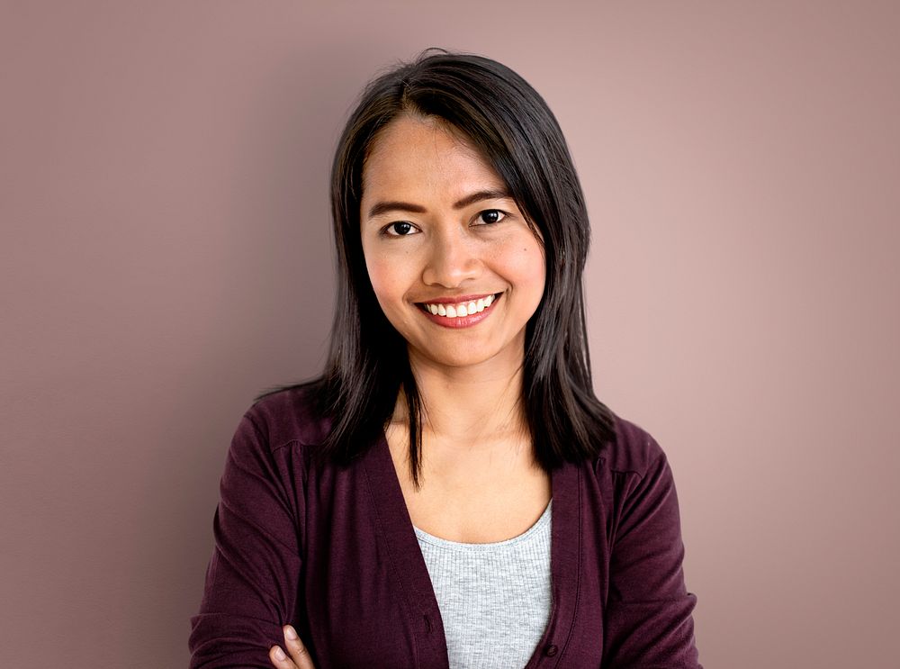 Asian Woman Face Expression Confident Concept