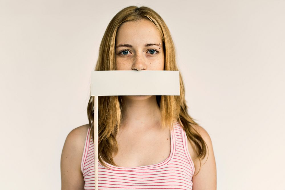 Woman Voiceless Covering Mouth Speechless Concept
