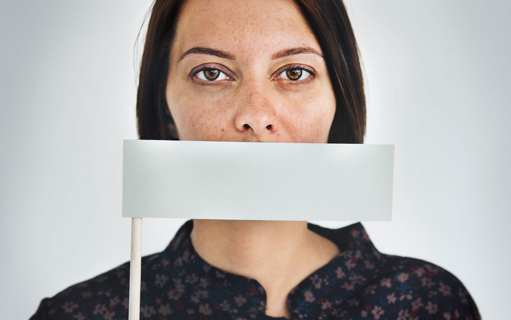 Woman Voiceless Covering Mouth Speechless Concept