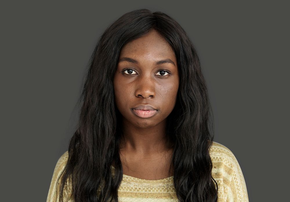 Black girl blank expression studio portrait