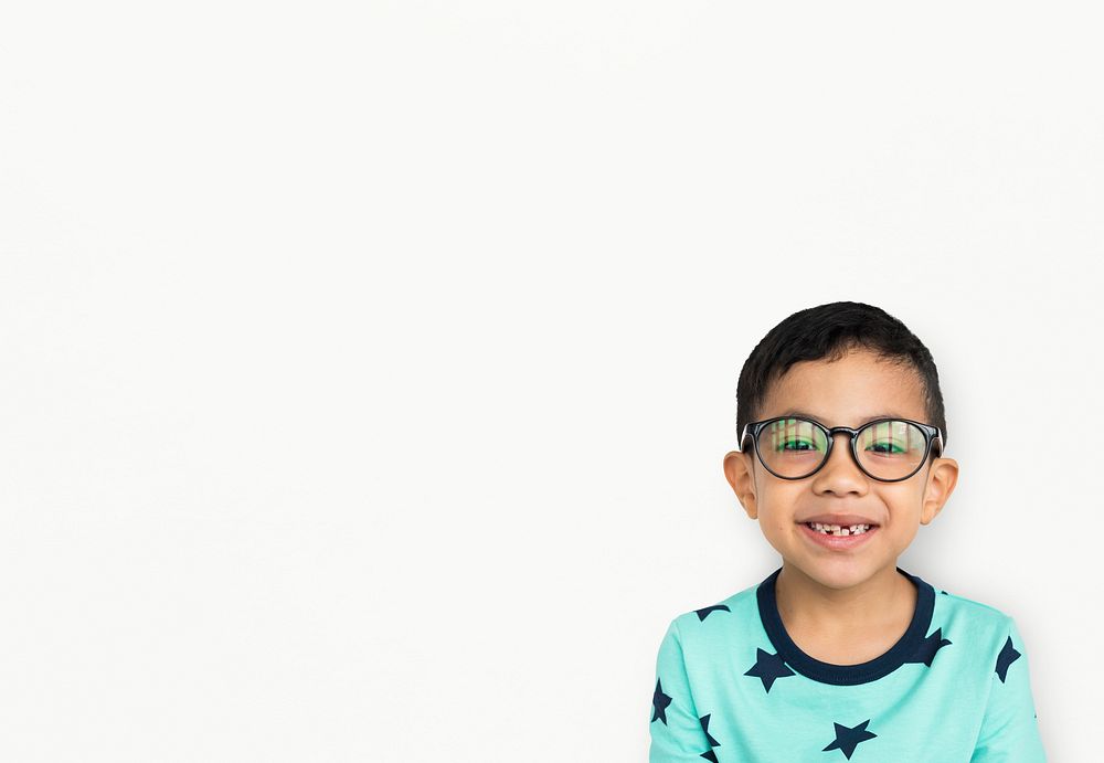 Little Boy Wear Glasses Smile Studio
