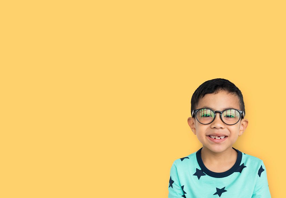 Little Boy Wear Glasses Smile Studio