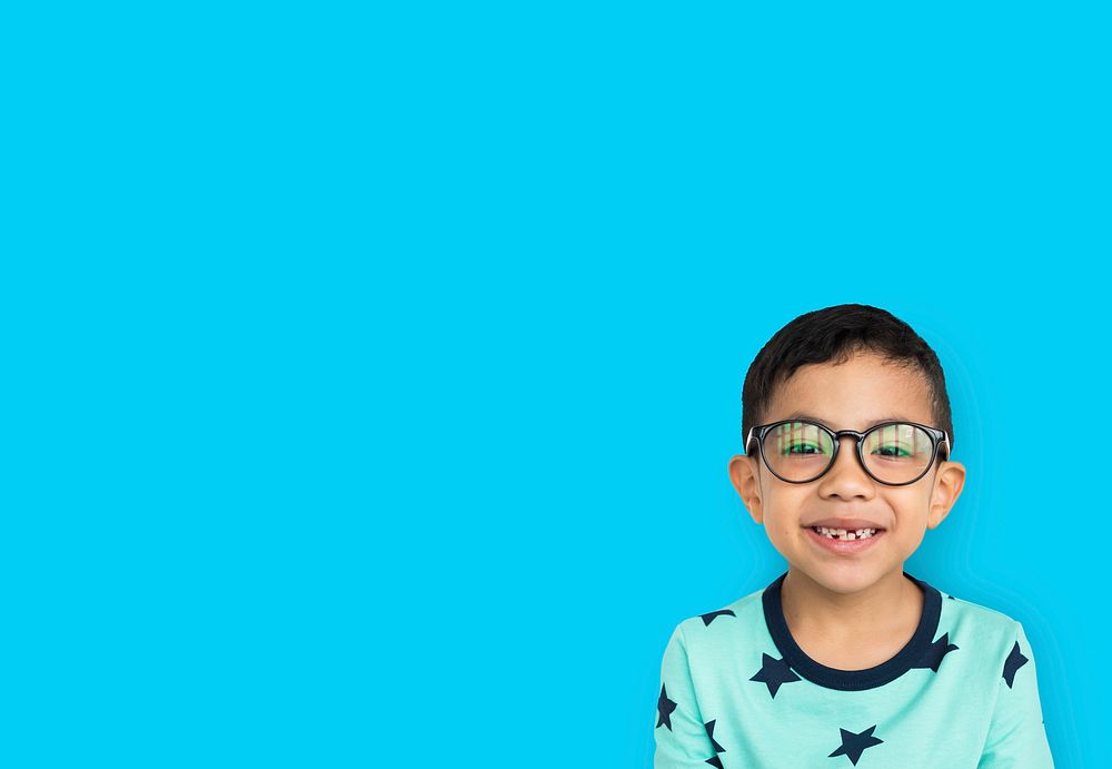 Little Boy Wear Glasses Smile Studio