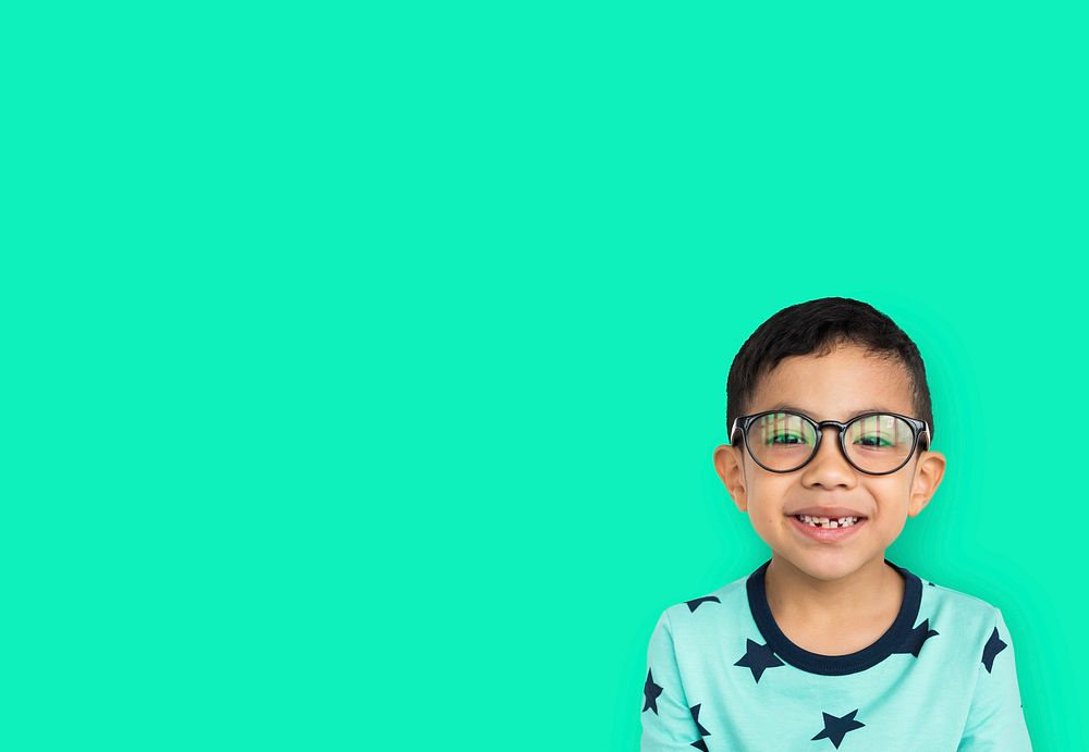 Little Boy Wear Glasses Smile Studio