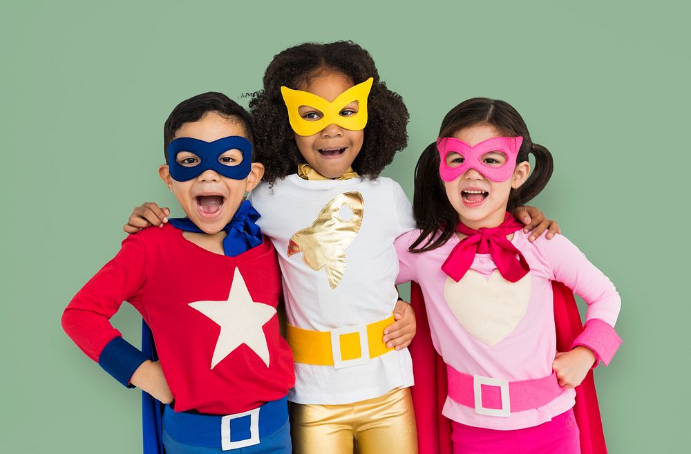 Superhero Kids Together Cheerful Concept